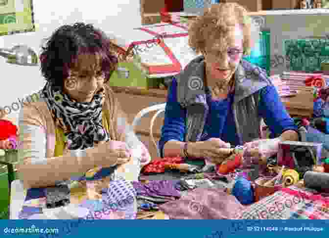 A Circle Of Women Quilting Together, Their Hands Working In Unison. Kansas Troubles Quilters Prairie Life: Patchwork Quilts Runners More