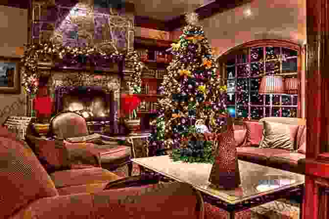 A Cozy And Festive Christmas Scene At Cozy Holly Inn, Featuring A Decorated Christmas Tree, Warm Fireplace, And Comfortable Seating Area. Christmas At Cozy Holly Inn (Pinecone Falls 1)