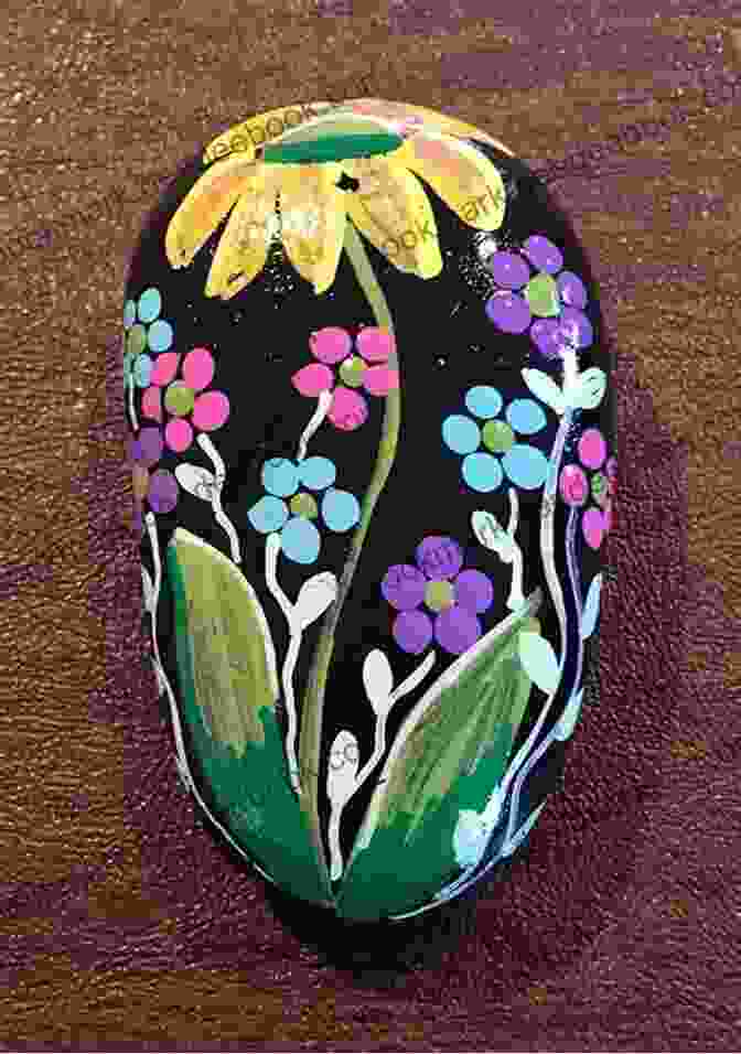 A Field Of Vibrant Flowers Painted On A Large Rock, Creating A Stunning And Colorful Display Rock Painting Flowers Cottages Houses And Towns: Step By Step Instructions Techniques And Ideas 20 Projects For Everyone