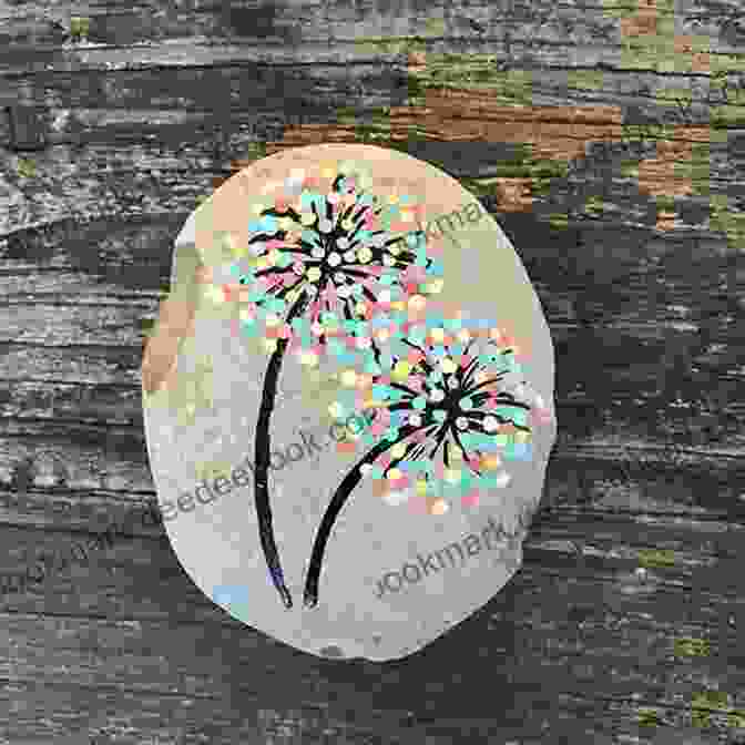 A Vibrant Flower Painted On A Rock, Showcasing The Delicate Petals And Intricate Details Rock Painting Flowers Cottages Houses And Towns: Step By Step Instructions Techniques And Ideas 20 Projects For Everyone